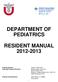 DEPARTMENT OF PEDIATRICS RESIDENT MANUAL