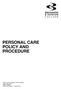 PERSONAL CARE POLICY AND PROCEDURE