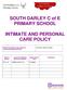 SOUTH DARLEY C of E PRIMARY SCHOOL INTIMATE AND PERSONAL CARE POLICY