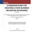 2016 [CONSIDERATIONS FOR CREATING A FOOD BUSINESS INCUBATOR IN VIRGINIA]