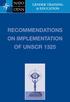 GENDER TRAINING & EDUCATION RECOMMENDATIONS ON IMPLEMENTATION OF UNSCR 1325