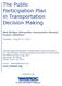 The Public Participation Plan in Transportation Decision Making