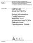 a GAO GAO DEFENSE ACQUISITIONS Better Information Could Improve Visibility over Adjustments to DOD s Research and Development Funds