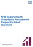 NHS England South Orthodontic Procurement Frequently Asked Questions