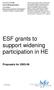 ESF grants to support widening participation in HE