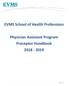 EVMS School of Health Professions Physician Assistant Program Preceptor Handbook