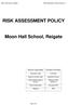 RISK ASSESSMENT POLICY. Moon Hall School, Reigate