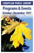 COQUITLAM PUBLIC LIBRARY. Programs & Events. October December coqlibrary.ca