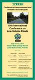 10th International Conference on Low-Volume Roads