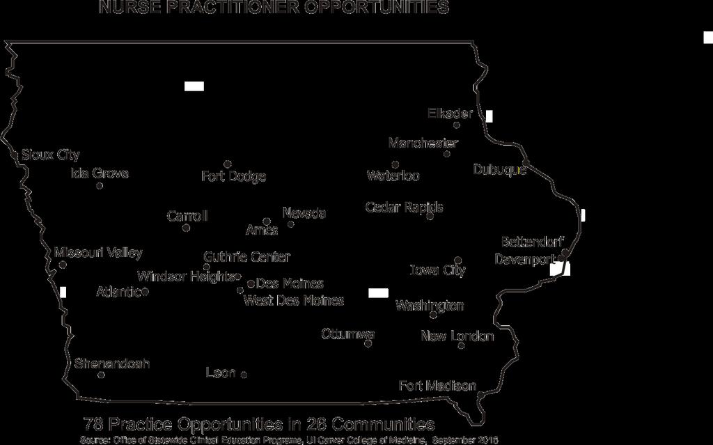 Iowa Communities Recruiting Nurse Practitioners 78 Opportunities in 26 Communities Ames Fort Dodge New London Atlantic Fort Madison Ottumwa Bettendorf Guthrie Center