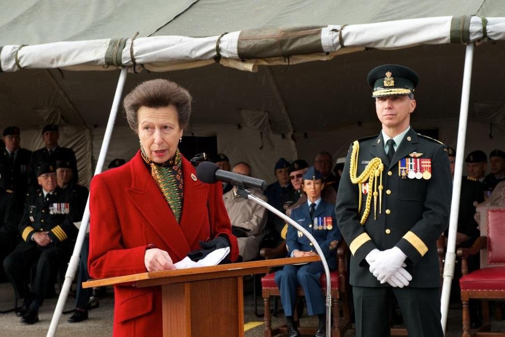 The Colonel-in-Chief addresses member of the Royal Canadian Medical Service and guests following presentation of the