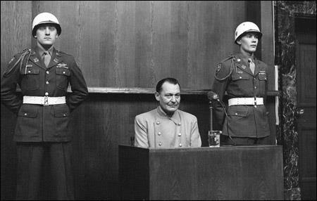 NUREMBERG WAR TRIALS Herman Goering, Hitler's right-hand man and chief architect of the German war effort, testifies at his trial.