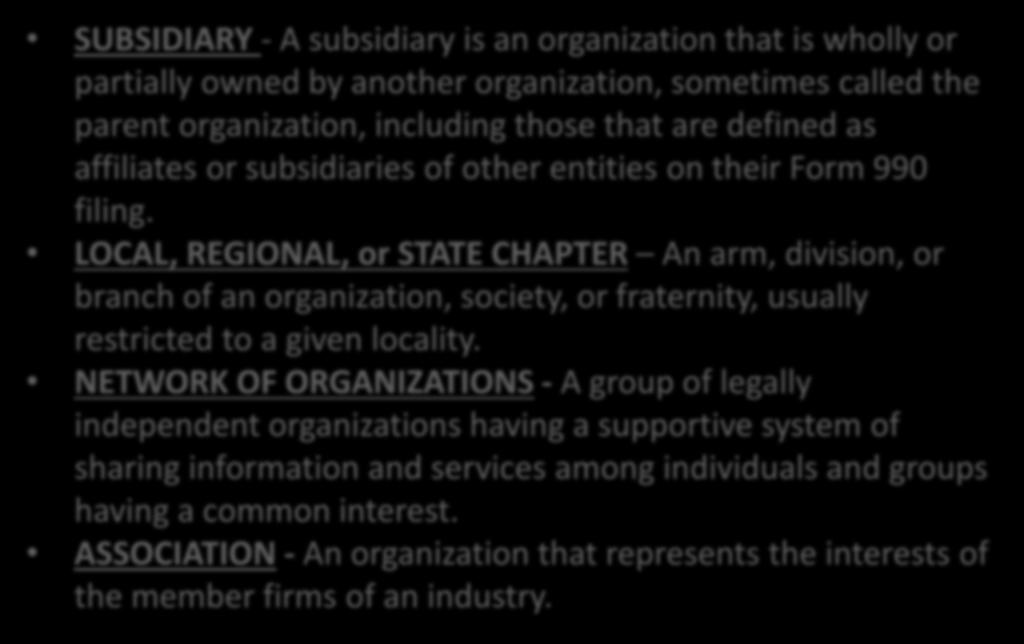 Organization Definitions Cont.