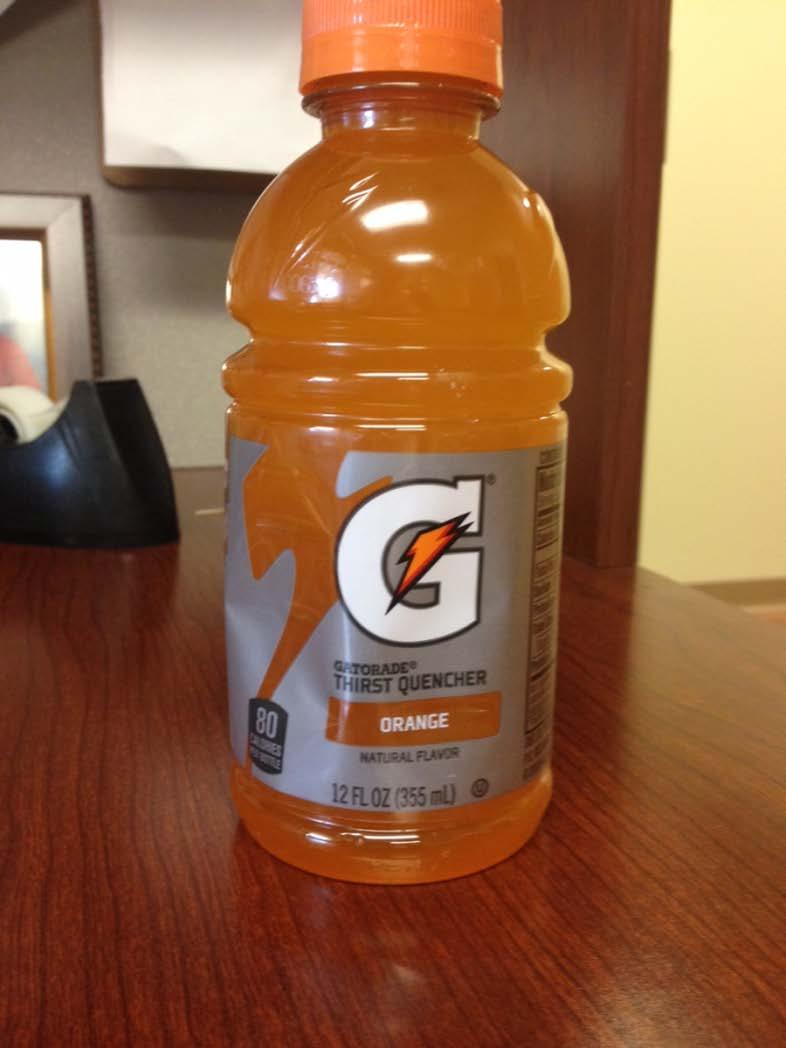 Gatorade Drink 12 ounces of regular Gatorade for your safety (not Red). You must complete this four (4) hours prior to your scheduled surgery time. Do Not eat any solid foods after midnight.