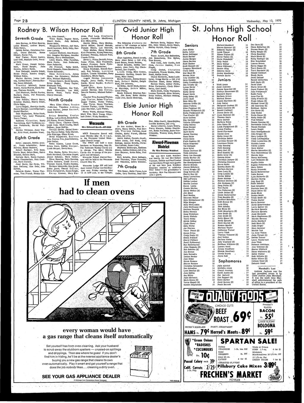 Page 2 B CLINTON COUNTY NEWS, St. Johns, Michigan Wednesday, May, 1970 Rodney B.