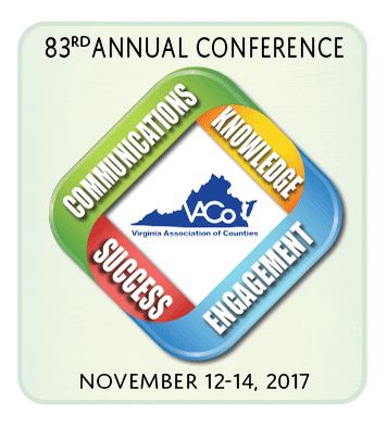 Virginia Association of Counties 2017 Annual Conference Preliminary Agenda Saturday, November 11 11 a.m. VACo Annual Golf Tournament Old Golf Course (Ticketed Event) SPEAKER: The Honorable Mary Biggs, President, 3 p.