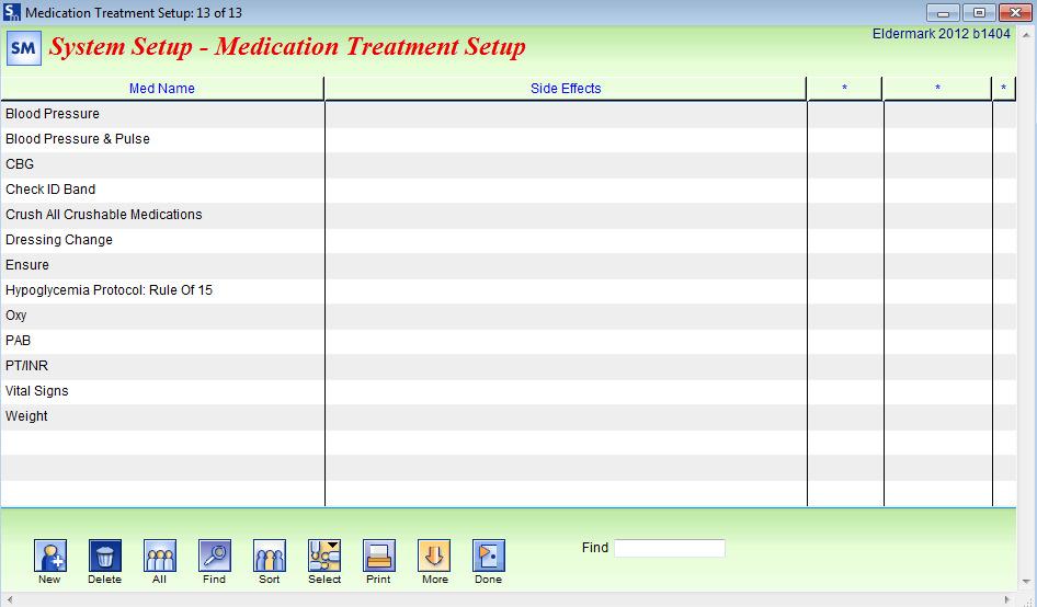 Medication Treatment Setup: This is where you will add new medications/treatments to your system.