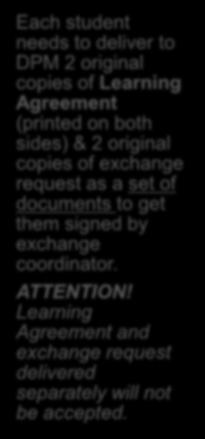 & 2 original copies of exchange request as a set of documents