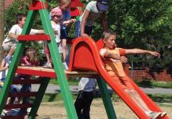 The townspeople brought a used metal jungle gym to the site in a wheelbarrow and the engineers anchored it in place and painted it red, white and blue colors shared in both Croatia s and America s