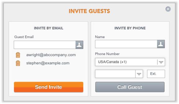 GLOBALMEET HD INVITE GUESTS TO YOUR MEETING You can add guests at any time during your meeting. On the meeting toolbar, tap the Invite Guests icon.
