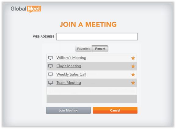 GLOBALMEET HD JOIN A MEETING On the GlobalMeet home screen, tap Join a Meeting