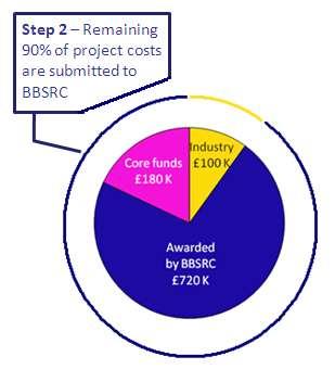 the full economic cost of the project in cash Academics request the remainder (ie: 90% of the full cost of the project) from BBSRC.