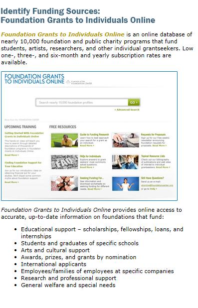 More Tools for Searching Foundation Center s Online Directory (some schools ask at your Library) Ask your Library what other tools they have Grant