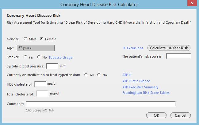 Use the Framingham Risk Score when necessary during initial and annual visits to assess the patient s risk of heart disease.