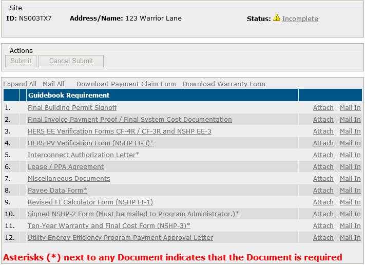 You can either attach the documents in the web tool, or mail in the documents that are required to the Energy Commission.