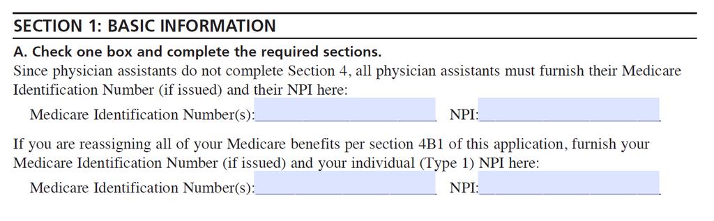 Section 1A: Basic Information Physician Assistant