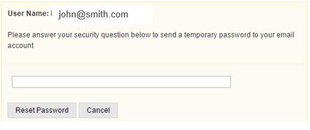 At this point in time you have not chosen a security question so just click on the [Reset Password] button.
