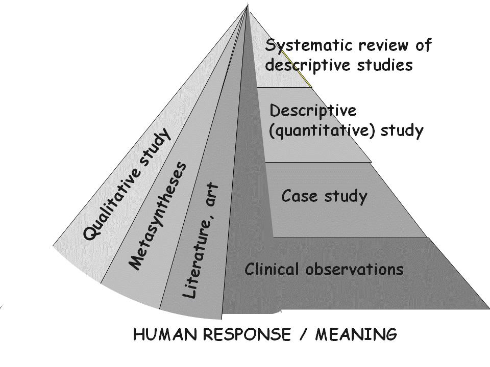 Figure 3 Strength of Evidence Pyramid for Human Response / Meaning (Human response / meaning pyramid reprinted from Grace JT, Powers BA.