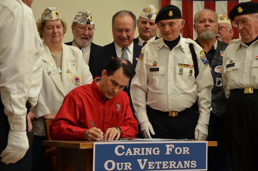 Other bills signed include giving the WDVA the authority to give grants to non-profits that assist veterans and encouraging state government agencies to contract with disabled veteran-owned