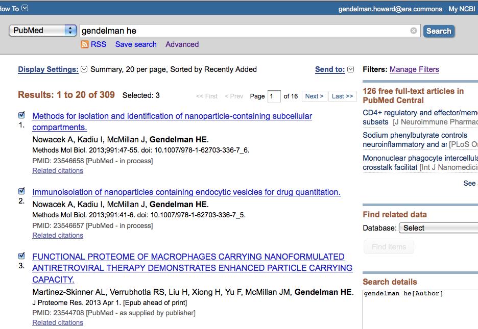 Step 2: Add Publications to MyNCBI Select your publications in