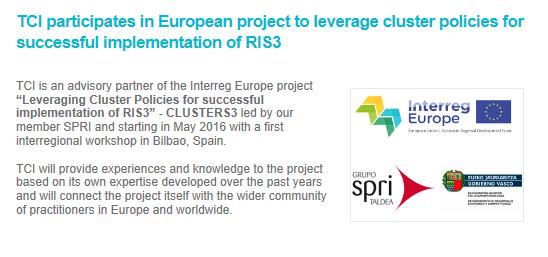 Interreg CLUSTERS3 project Make active part of the Interreg EU Program as advisory partner