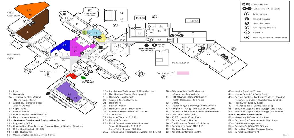 Humber College North Campus Main Building Floor Plan Entrance: Main Entrance Free Parking: Enter Campus through Driveway A, and proceed to lot #1 Competitor Sign-in: The Concourse Award Presentation: