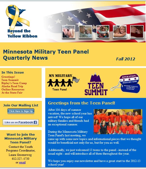 MINNESOTA National Guard VISIT the MN Youth Program on the internet WEBSITE www.beyondtheyellowribbon.