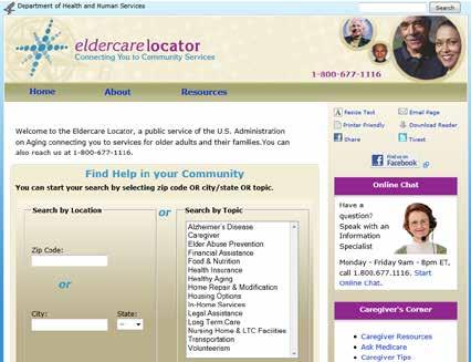Loca ng Services and Beneﬁts Eldercare.