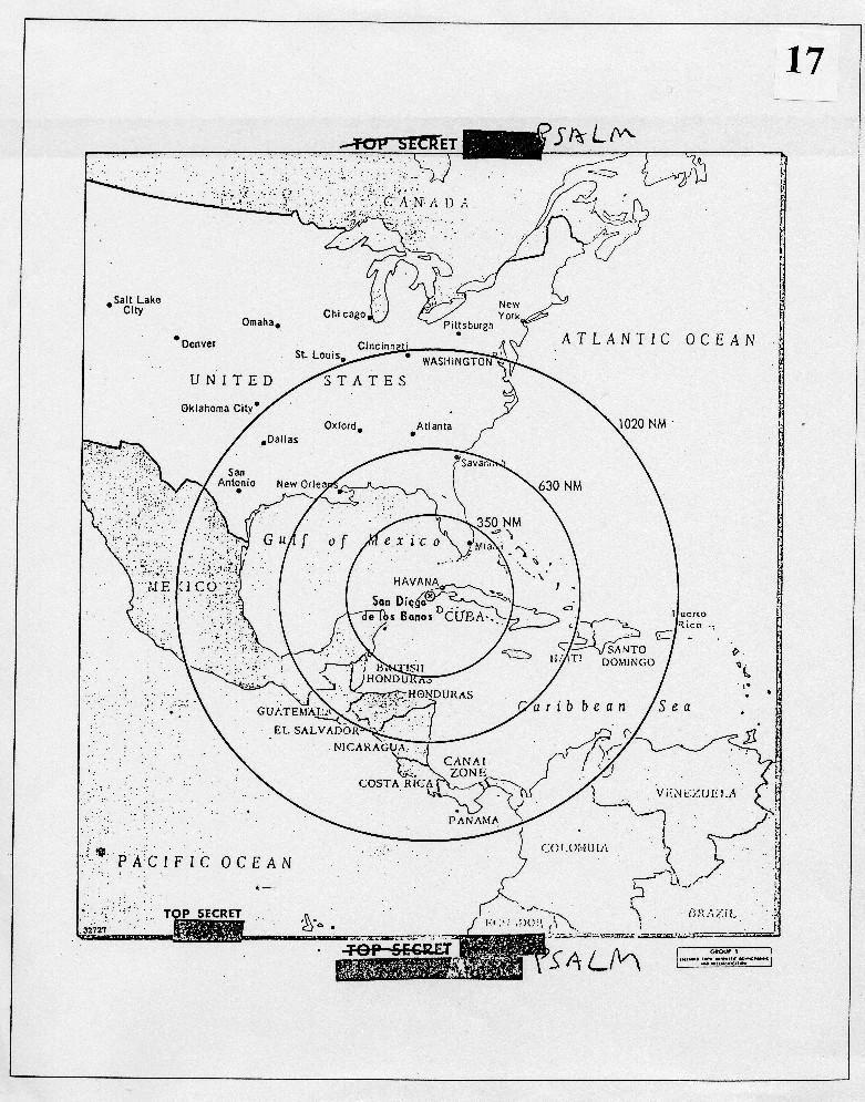 subsequently named San Cristobal no. 1 (the photo is labeled 15 October for the day it was analyzed and printed). CIA briefing board for JFK showing range of Soviet MRBM How did we get here?