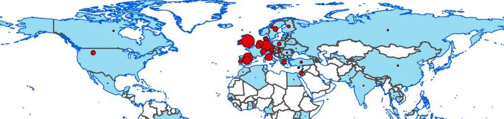 Marie Curie host organisations in 67 countries 3000 2500 2000 1500 1000 500 0 UK DE FR