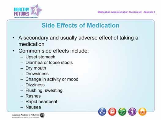 Speaker's Notes: An example of a common side effect is dry mouth or drowsiness after taking an antihistamine.