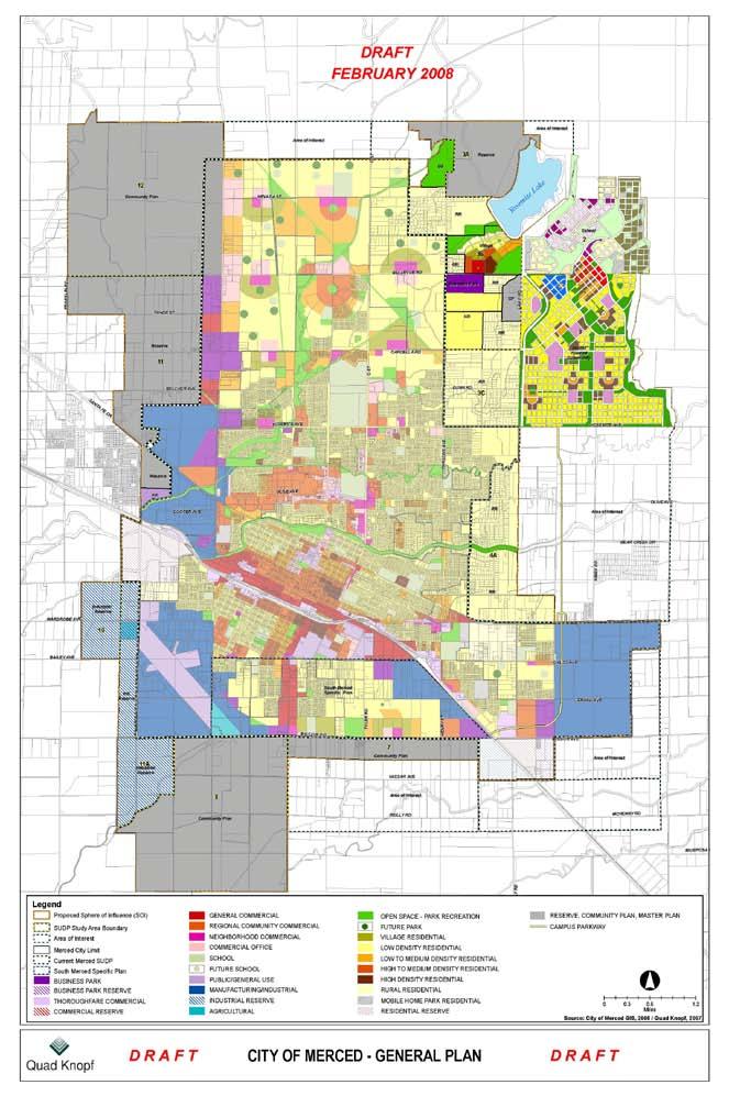 February 2008 Draft Land Use Diagram 2009-2011 During 2009 to 2011, the consultants worked with City staff to complete the Draft Merced Vision 2030 General Plan document (including all the goals,