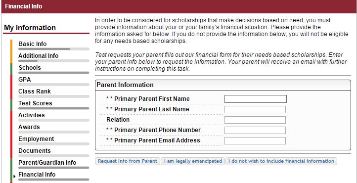 You may be asked to provide your EFC or your parent s