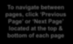 1 To navigate between pages, click Previous Page or Next Page located at the top & bottom of each page Learning Point There are 8