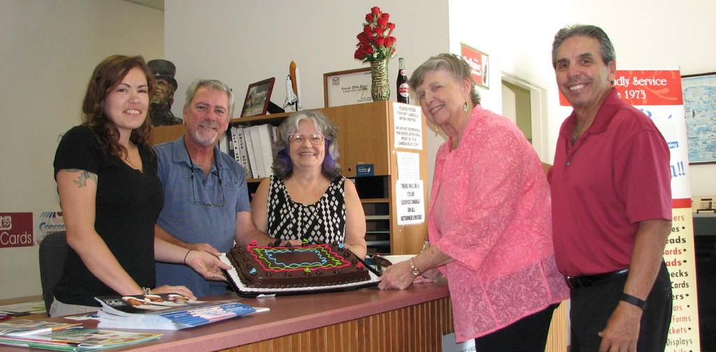 SUNBEAMS PAGE 3 July/August 2016 SUNBEAMS WINS FOUR STARS FOR 2015 SUNBEAMS EDITOR Sharon Murry and Photo Editor Dennis Rose present a chocolate cake to Concord Print staff members for their part in