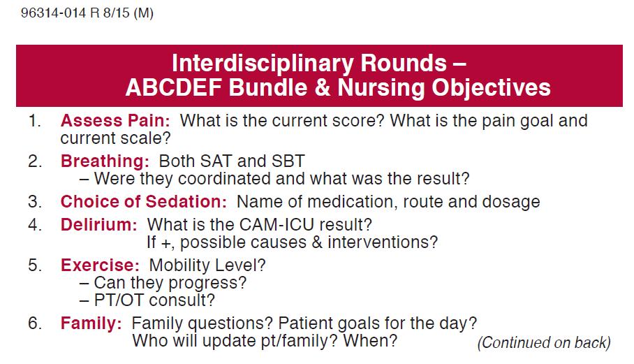 Interdisciplinary Rounds: Nursing Objective Card Pain,