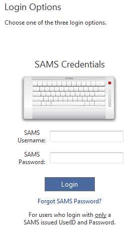 (A) After logging into SAMS, select