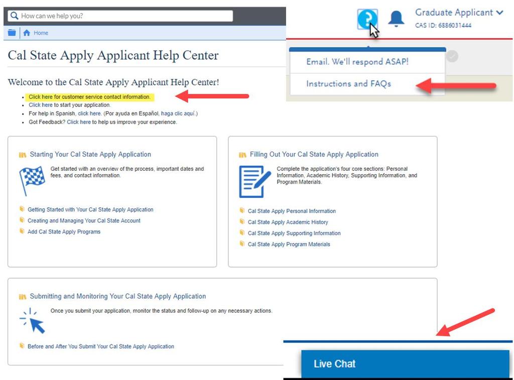 Applicant Help and Technical Support For instructions on filling out each of the quadrants, see the question icon at the top right of any page within the application.