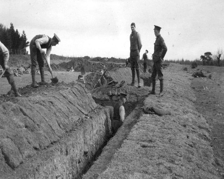 Early trenches were simple structures, they lacked traverses and were most often a narrow slot trench dug to