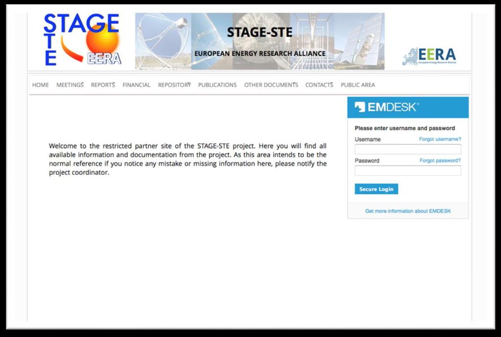 The next figures show some illustrative examples from the STAGE-STE website private area.